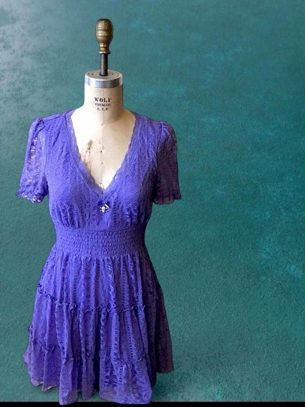 Betsey Johnson Hannah Mini Violet Lace Dress Veri Peri Size S NWT